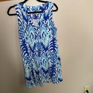 Lilly Pulitzer Aqua and Navy pineapple Patterned Mini Dress small